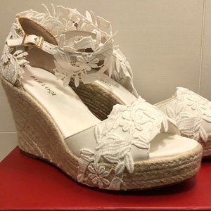 White Wedding Bride Lace Espadrilles Size 8